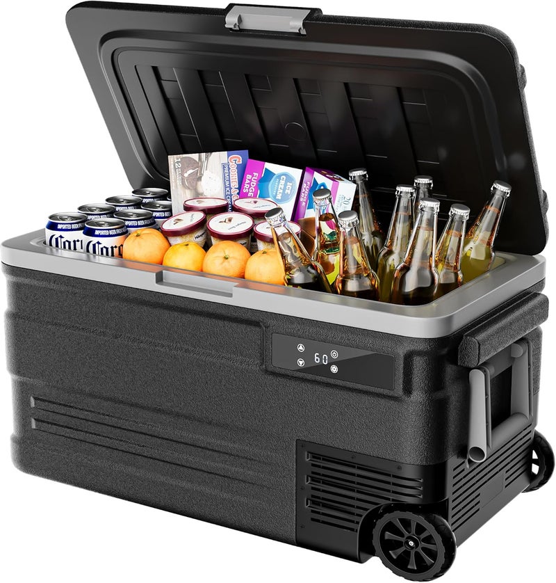 EUHOMY 75L Portable Car Refrigerator, -18°C to 20°C, 12V Camping Fridge Car Freezer 12/24V DC 110-240V AC, 45W Electric Cooler with Handle & Wheels for Camping/Travel/Home/Truck/RV - Image 1