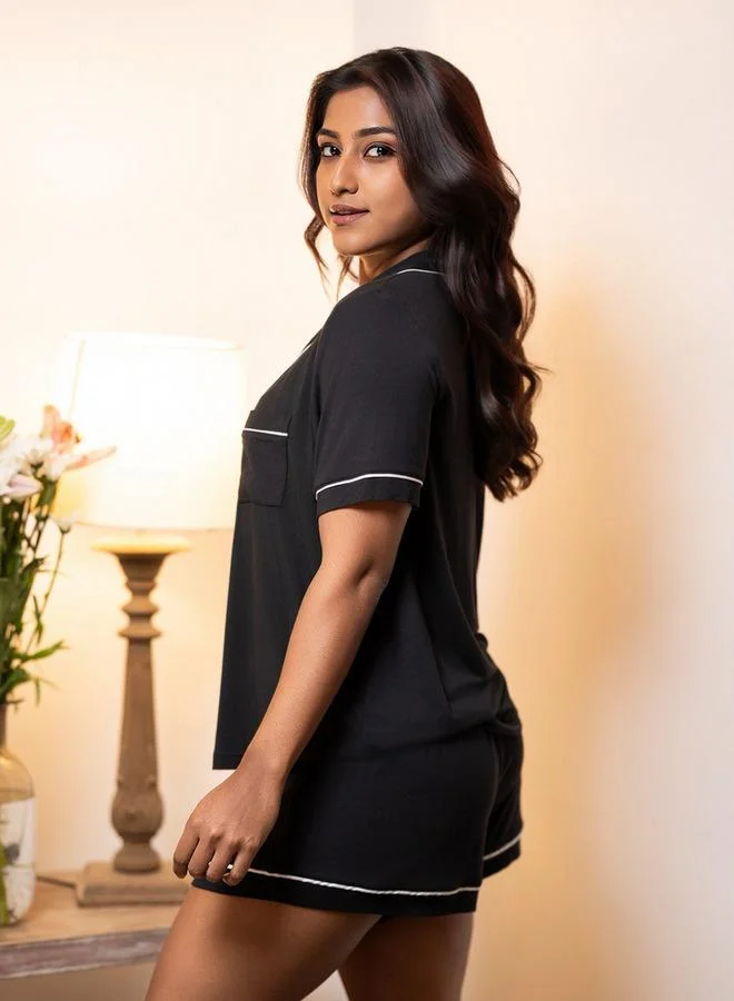 Aadaraya Aadaraya Short Set Shirt and Shorts Rayon