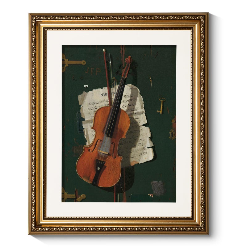 ARPEOTCY Gold Framed Music Wall Art, Music Room Bedroom The Old Violin Pictures Wall Decor, Farmhouse Retro Decor, Canvas Prints, Antique Picture Frame Vintage Classical Paintings,13x16 Inch - Image 1