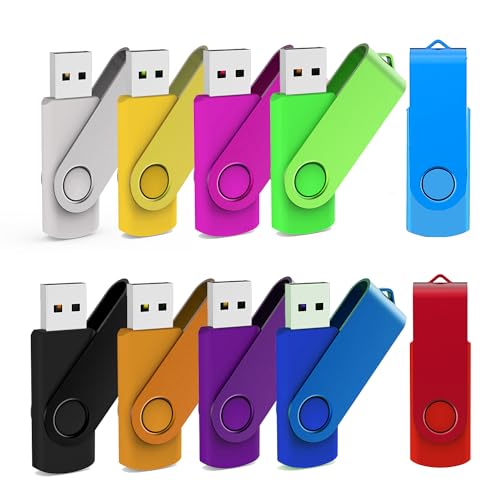 MAKACTUA 32GB 10 Colors USB Flash Drive,MAKACTUA USB 2.0 Thumb Drives Swivel Memory Stick Jump Pen Zip Drive - Image 1