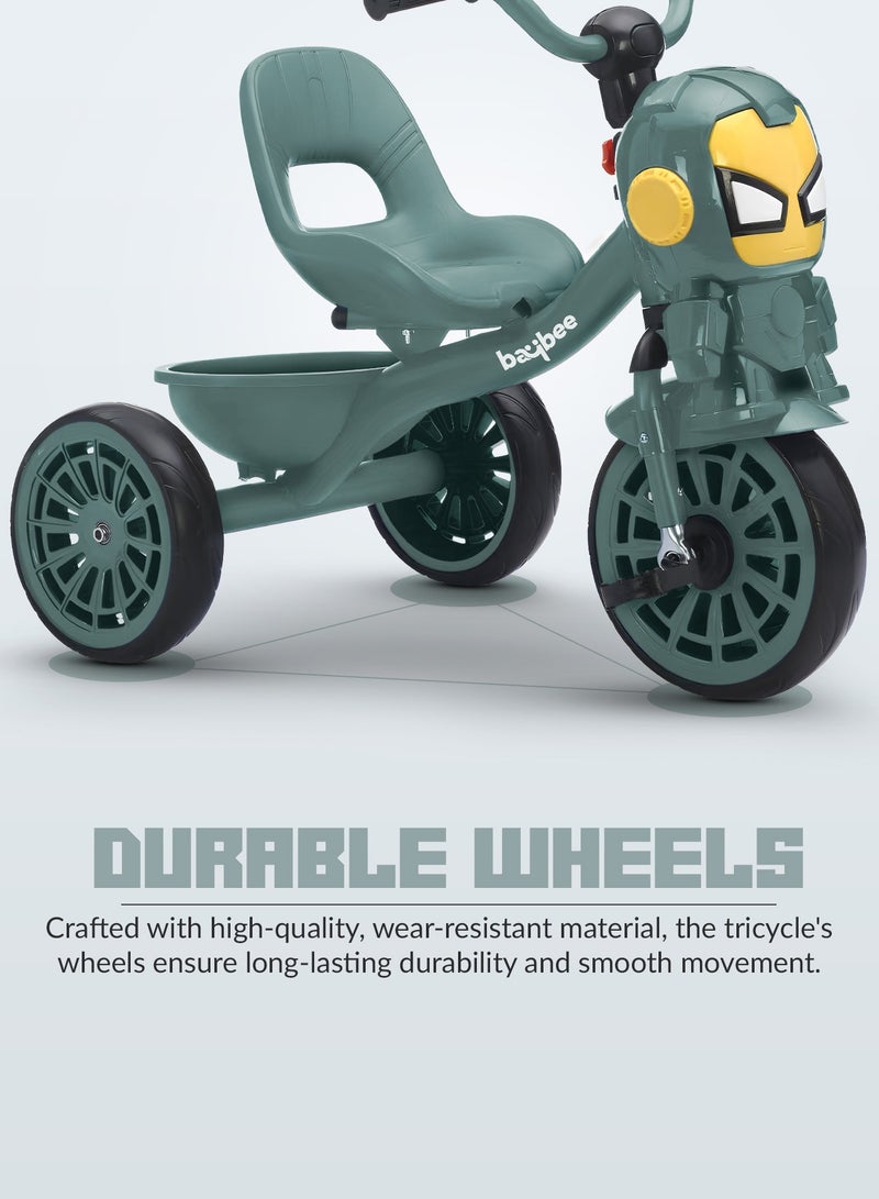 BAYBEE Blaze Baby Tricycle for Kids, Smart Plug n Play Kids Cycle with Music, Light, High backrest & Rear Storage Baskets | Kids Tricycle | Baby Cycle for Kids 2 to 5 Years Boy Girl Green - Image 4