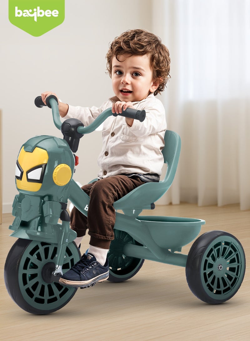 BAYBEE Blaze Baby Tricycle for Kids, Smart Plug n Play Kids Cycle with Music, Light, High backrest & Rear Storage Baskets | Kids Tricycle | Baby Cycle for Kids 2 to 5 Years Boy Girl Green - Image 3