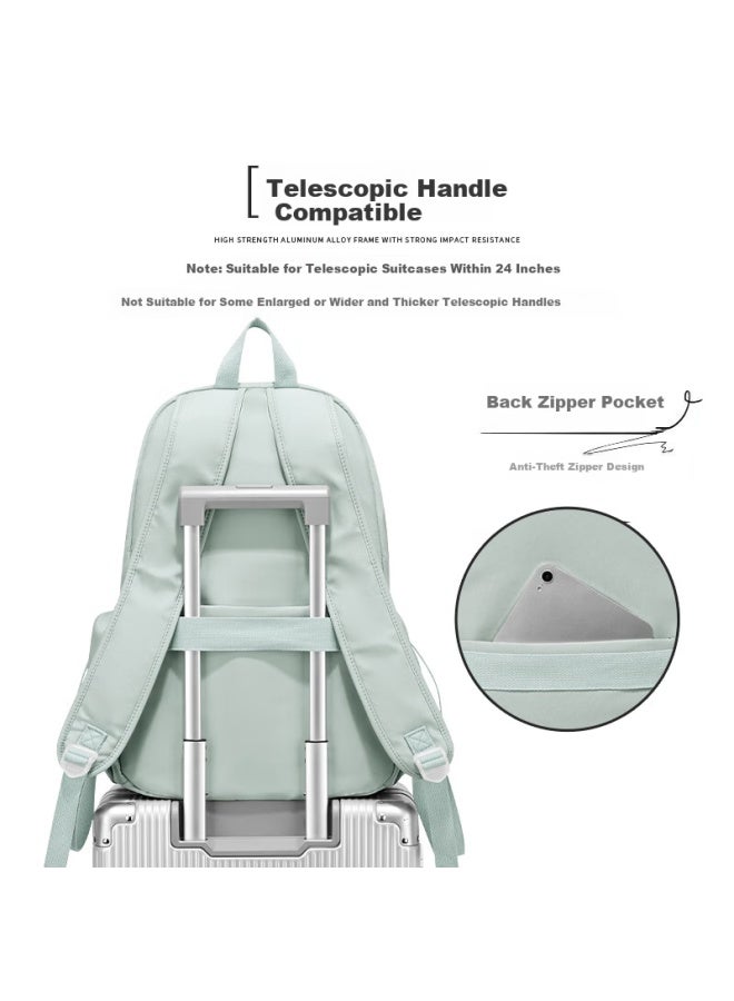 Landcase Backpack For College Girls Simple Double Shoulder Bag For Middle And High School Students Cycling Backpack Short Trip Bag 3877 Green - Image 3