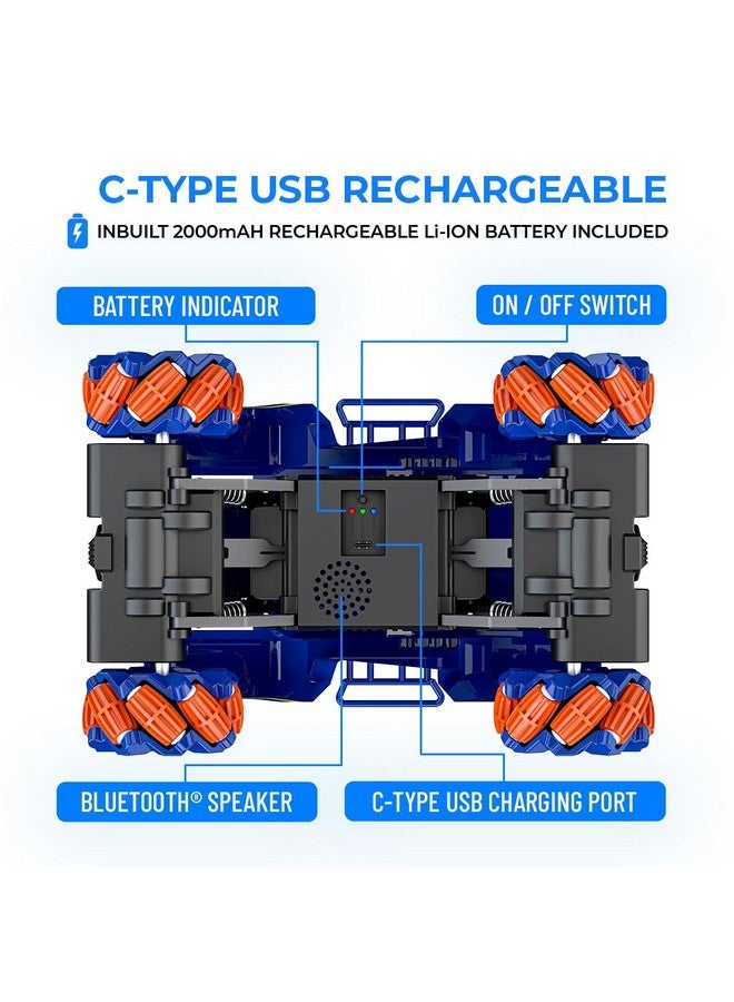 MIRANA Mirana Watch Drifter 4WD 4x4 RC Car Toy for Kids - Gesture Remote & App Controlled High Speed Vehicle - 360° Rotation Monster Truck - Type-C USB Rechargeable - for Boys & Girls 3 to 10 Years (Blue)  - Image 3