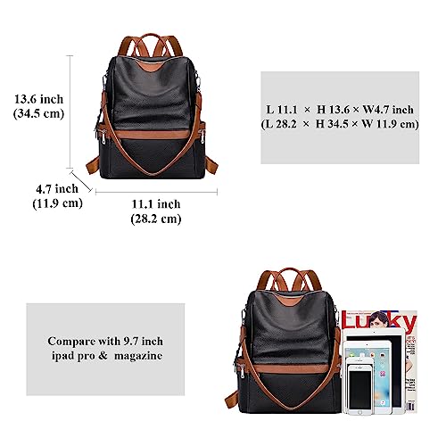 TrueArch Casual Leather Backpack for Women Elegant Casual Backpack 13" Laptop Purse Ladies Women Girls Leather Shoulder Fitting Rakhi Gift for Sister, Mother Bhabhi (Black&brown) - Image 5