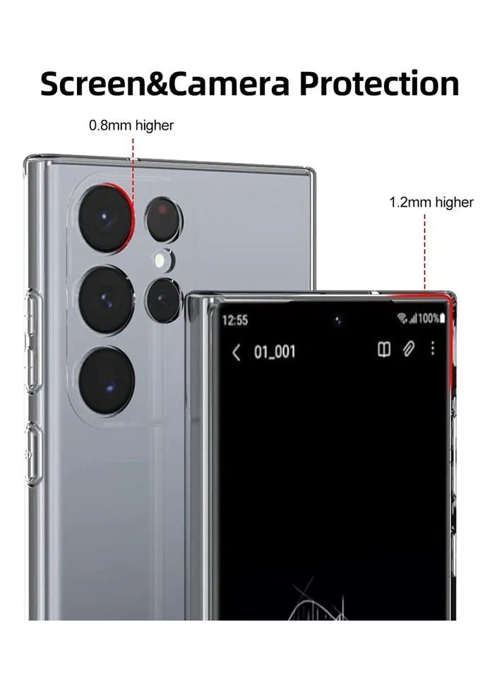 حافظة سامسونج جالاكسي S24 فائقة الوضوح ناعمة ومرنة من مادة البولي يوريثان الحراري وغطاء خلفي شفاف مقاوم للصدمات متوافق مع هاتف سامسونج جالاكسي S24 الترا كلير - Image 3