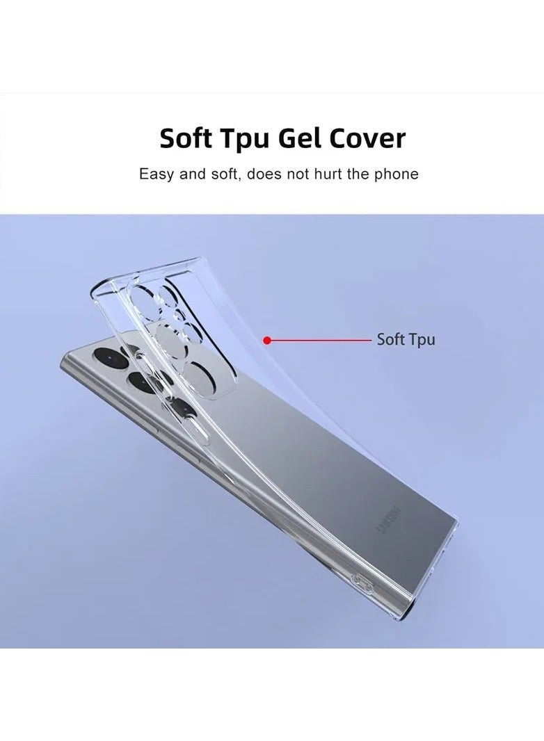 حافظة سامسونج جالاكسي S24 فائقة الوضوح ناعمة ومرنة من مادة البولي يوريثان الحراري وغطاء خلفي شفاف مقاوم للصدمات متوافق مع هاتف سامسونج جالاكسي S24 الترا كلير - Image 5