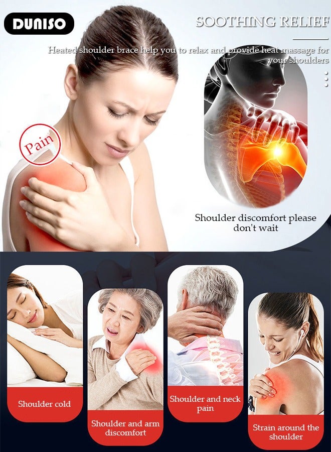 DUNISO Heated Shoulder Support Braces Thermal Shoulder Protection Shoulder Pads Double Shoulder Sleeveless Jacket Protector for Men Women Injury Recovery Compression Arthritis Chronic Pain Relief  - Image 3