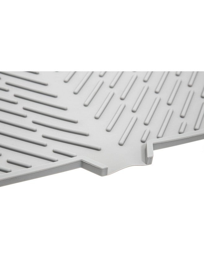 Luxet Silicone Dish Drying Mat with Built-in Drain Lip - Hygienic Drying Pad - Sturdy Compact Easy to Clean Tray Protects Surfaces Prevents Water Build Up - 23 X 17 (Grey) - Image 1