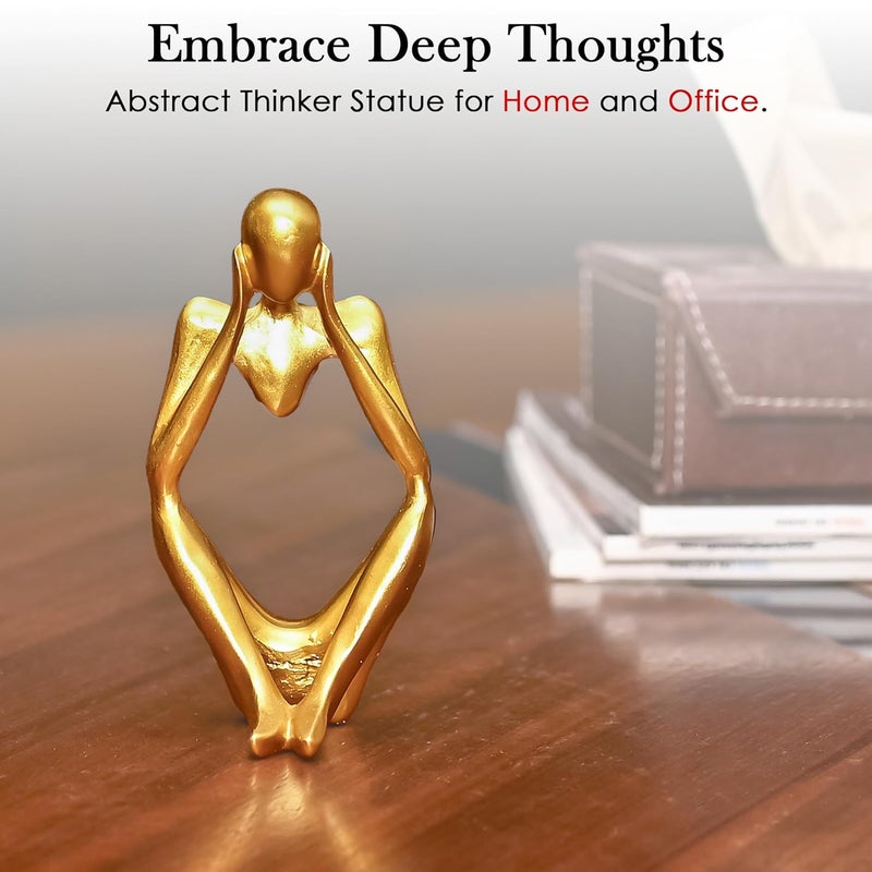 ZAICUS Gold Abstract Thinker Statue – Modern Resin Sculpture for Home & Office Décor | Small Deep Thinker Figurine for Contemporary Interior Accent - Image 5