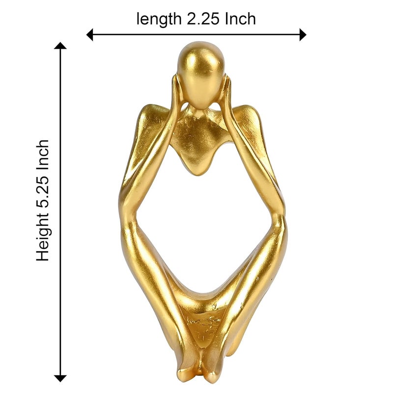 ZAICUS Gold Abstract Thinker Statue – Modern Resin Sculpture for Home & Office Décor | Small Deep Thinker Figurine for Contemporary Interior Accent - Image 2