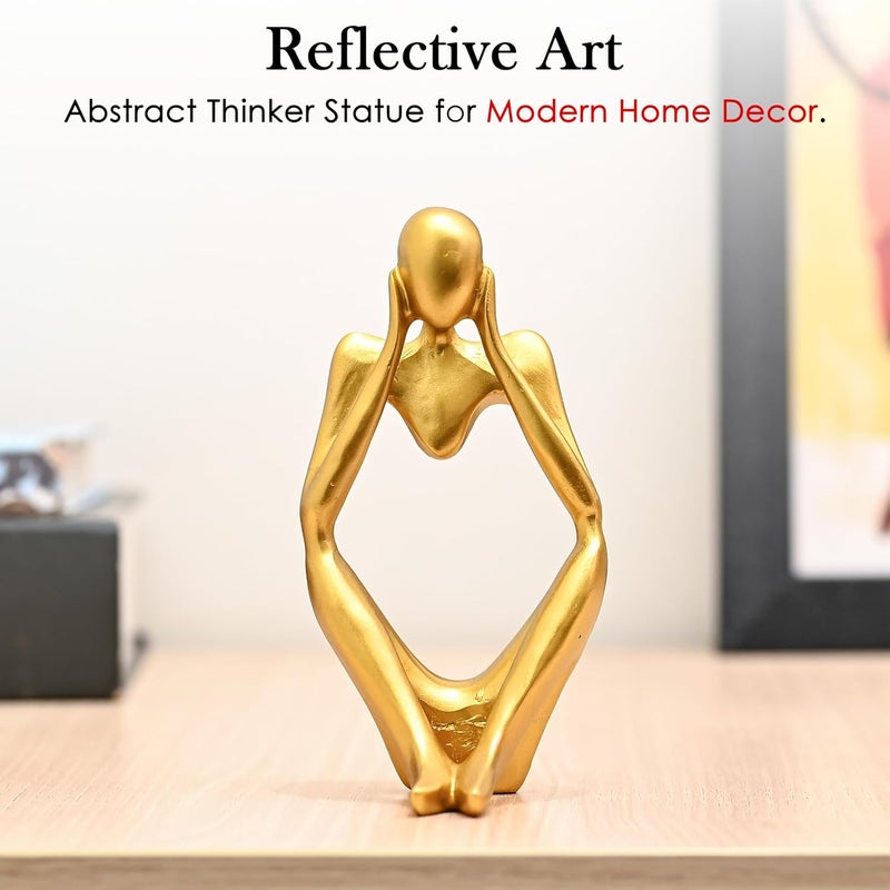 ZAICUS Gold Abstract Thinker Statue – Modern Resin Sculpture for Home & Office Décor | Small Deep Thinker Figurine for Contemporary Interior Accent - Image 4
