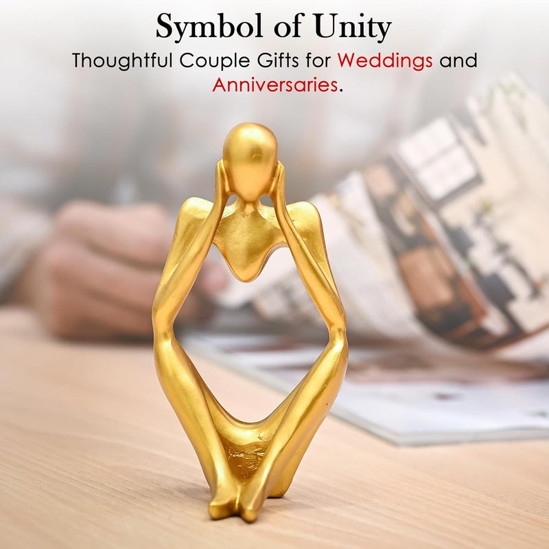 ZAICUS Gold Abstract Thinker Statue – Modern Resin Sculpture for Home & Office Décor | Small Deep Thinker Figurine for Contemporary Interior Accent - Image 3