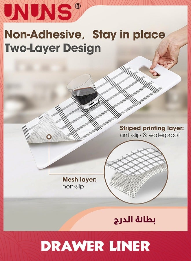 UNUNS Drawer Liner,Non-Slip Kitchen Cabinet Liners Non-Adhesive Thick Strong Grip Waterproof Washable Mats Protect Dresser Shelves Cupboard Bathroom Cabinets 0.3M×6M - Image 2