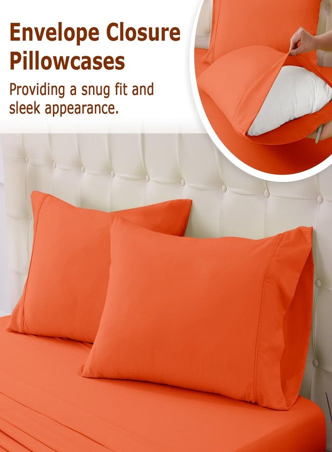 Homilay Queen Size Bed Sheet Set - 4 Piece Soft Microfiber Sheets with Deep Pockets, Cooling Technology, and Wrinkle-Free Pillowcase. Hotel-Quality, Durable Bedding, Bright Orange - Image 5