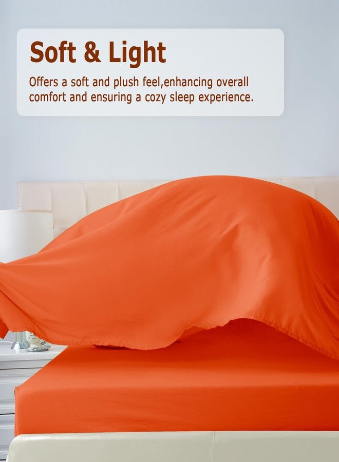Homilay Queen Size Bed Sheet Set - 4 Piece Soft Microfiber Sheets with Deep Pockets, Cooling Technology, and Wrinkle-Free Pillowcase. Hotel-Quality, Durable Bedding, Bright Orange - Image 2