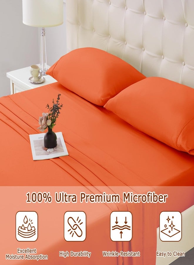Homilay Queen Size Bed Sheet Set - 4 Piece Soft Microfiber Sheets with Deep Pockets, Cooling Technology, and Wrinkle-Free Pillowcase. Hotel-Quality, Durable Bedding, Bright Orange - Image 3