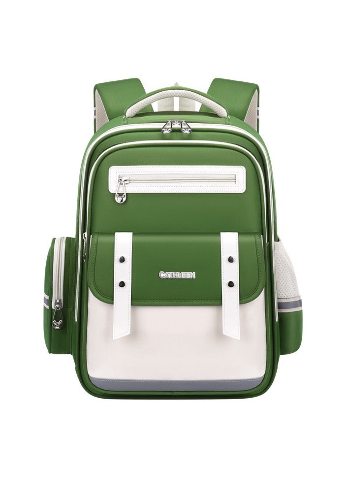 سكاي فيو حقيبة ظهر SKY VIEW للأطفال للبنات والأولاد خفيفة الوزن حقيبة مدرسية ابتدائية لطيفة بسعة كبيرة حقيبة ظهر مدرسية للكمبيوتر المحمول للطلاب المراهقين مع قلادة دمية الكابيبارا ودبوس (أخضر مقاس كبير) - Image 1