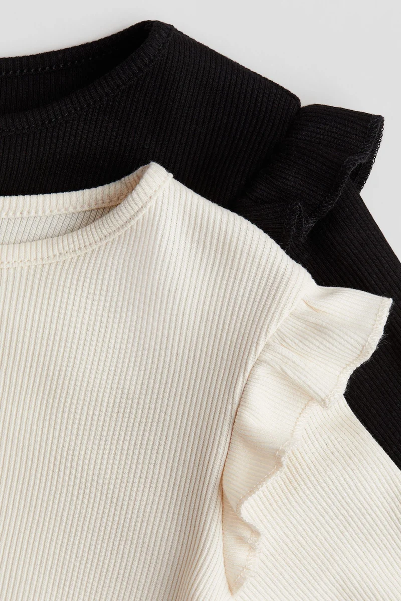 اتش اند ام بلوزة من القطن بتصميم مرن - عبوة من قطعتين