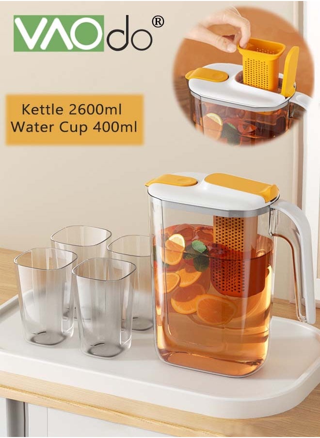 VAOdo - 5PCS Large Water Filter Pitcher for Tea and Drinking Water Milk Juice with 1 Stream Filter 4 Cup Capacity BPA Free White - Image 1