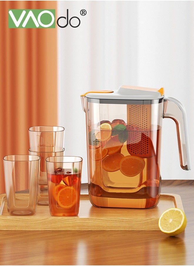VAOdo - 5PCS Large Water Filter Pitcher for Tea and Drinking Water Milk Juice with 1 Stream Filter 4 Cup Capacity BPA Free White - Image 1