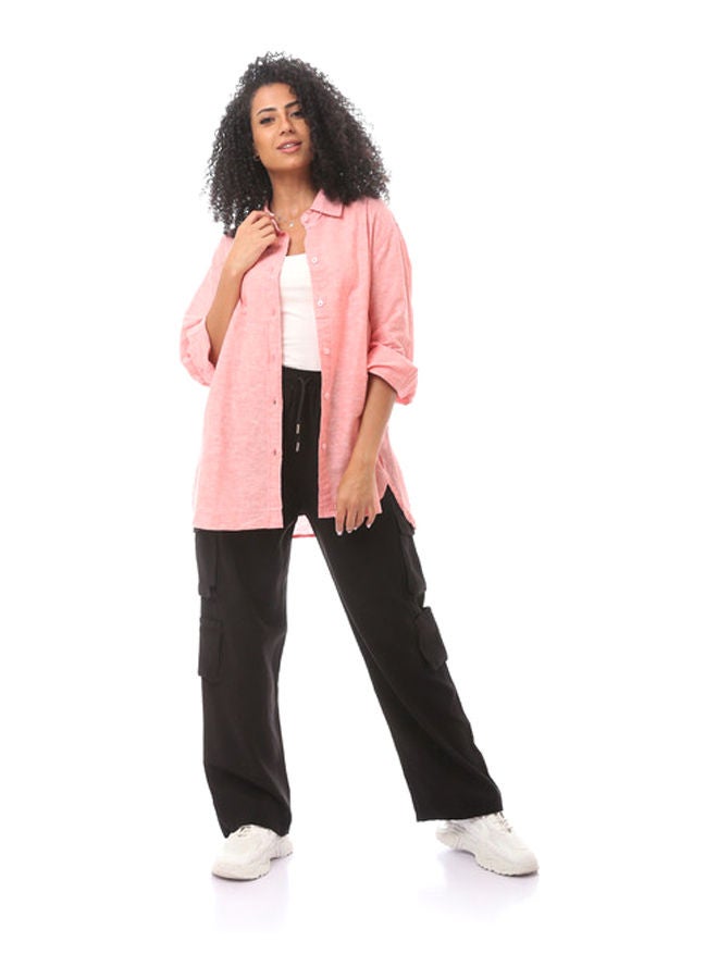 Andora Long Sleeve Cotton Blouse-Pink  - Image 1