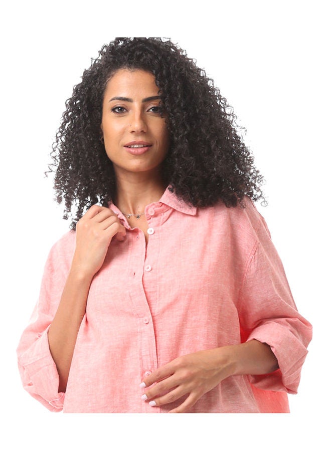 Andora Long Sleeve Cotton Blouse-Pink  - Image 5
