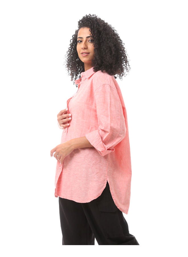 Andora Long Sleeve Cotton Blouse-Pink  - Image 3