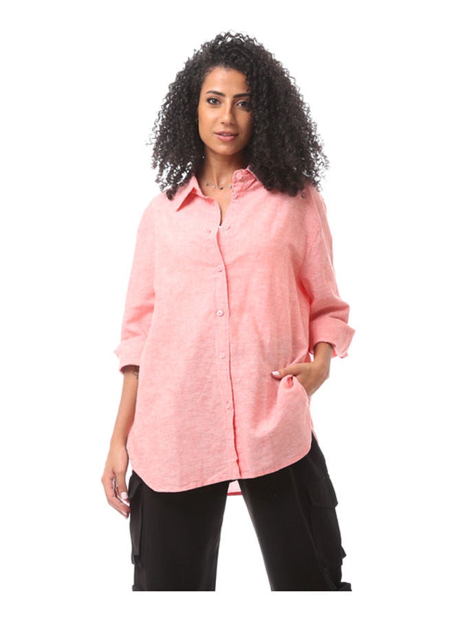 Andora Long Sleeve Cotton Blouse-Pink  - Image 2