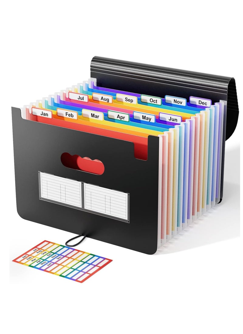 DUNISO Expanding File Folder, 12 Pocket Accordion File Organizer, A4 Letter Size Portable Document Organizer, High Capacity Storage Bag For Home & Office & School  - Image 1