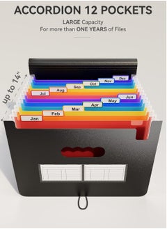 DUNISO Expanding File Folder, 12 Pocket Accordion File Organizer, A4 Letter Size Portable Document Organizer, High Capacity Storage Bag For Home & Office & School  - Image 3