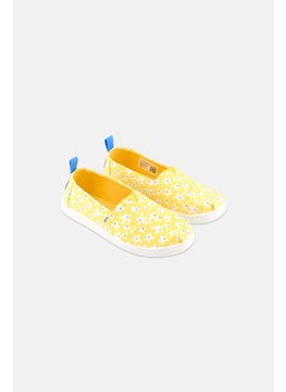 TOMS Kids Girl Daisies Slip On Casual Shoes, Yellow  - Image 1