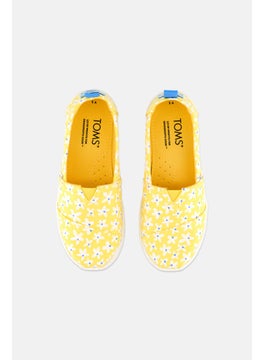 TOMS Kids Girl Daisies Slip On Casual Shoes, Yellow  - Image 3
