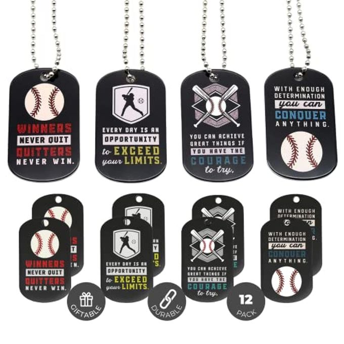 Inkstone Baseball Dogtag Necklaces | Motivational Be The Game Changer | 12 Pack | Encouraging Gift for Students, Teams, Players, and Employee baseball necklace Party Favors Gifts for Team Softball Gifts - Image 4