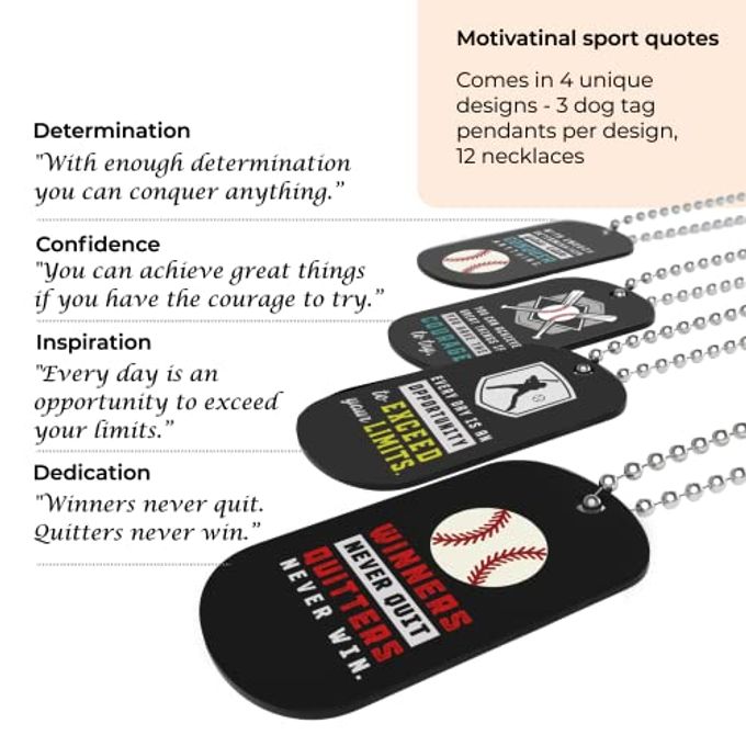 Inkstone Baseball Dogtag Necklaces | Motivational Be The Game Changer | 12 Pack | Encouraging Gift for Students, Teams, Players, and Employee baseball necklace Party Favors Gifts for Team Softball Gifts - Image 2