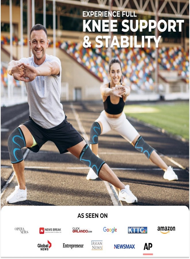 Modvel Compression Knee Brace for Women & Men, 2-Pack Knee Brace for Running Knee Pain, Knee Support Compression Sleeve, Workout Sports Knee Braces for Meniscus Tear, ACL & Arthritis Pain Relief - Image 3