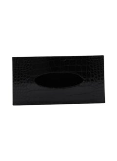 BABAZAM Leather Facial Tissue Box Holder Standard Size Tissue Box Crocodile Pattern for Bathroom Kitchen Bedroom Office 24X13X19 cm Black  - Image 2