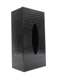BABAZAM Leather Facial Tissue Box Holder Standard Size Tissue Box Crocodile Pattern for Bathroom Kitchen Bedroom Office 24X13X19 cm Black  - Image 3