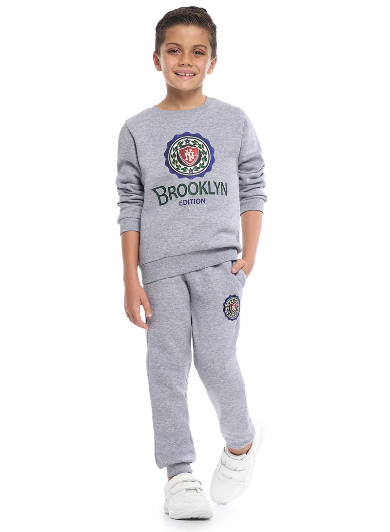victor and jane Boys’ Brooklyn Edition Tracksuit – Grey Sweatshirt &amp; Joggers