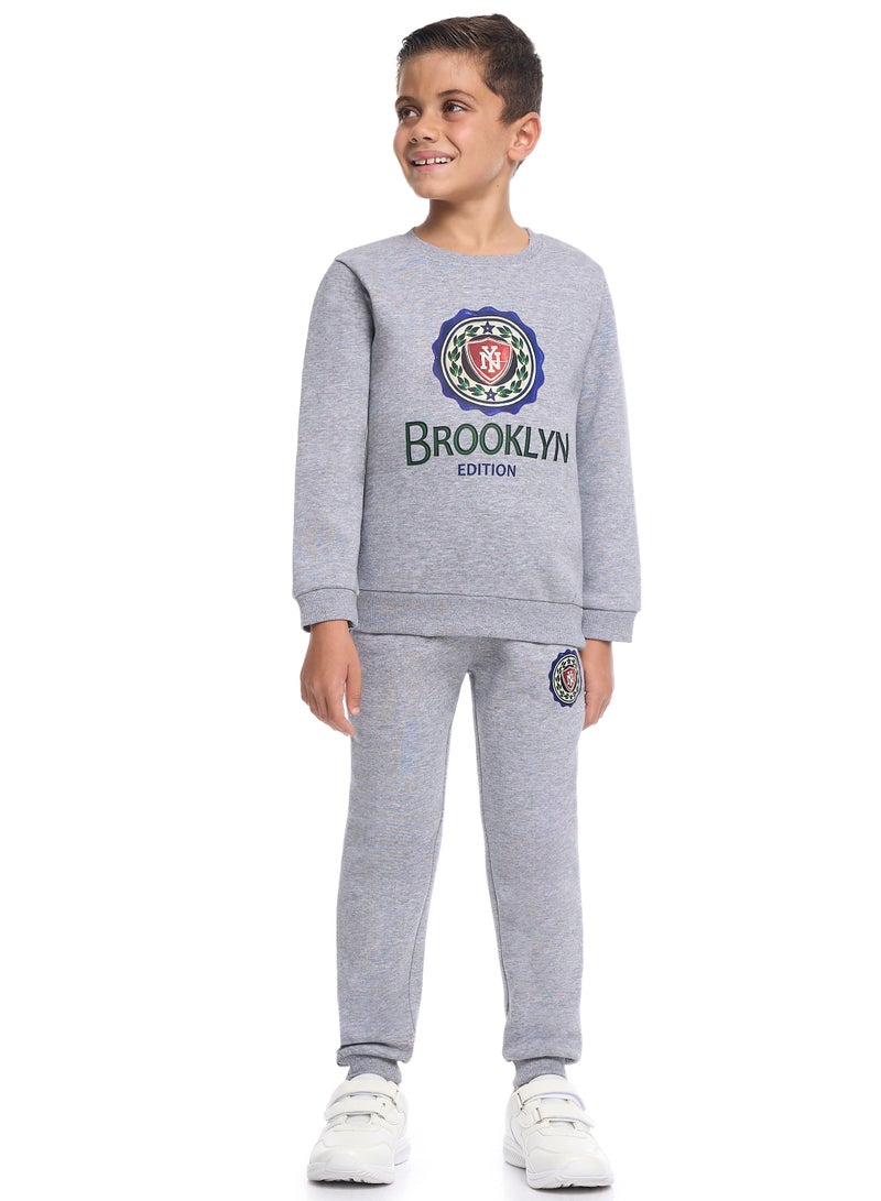 victor and jane Boys’ Brooklyn Edition Tracksuit – Grey Sweatshirt & Joggers - Image 5