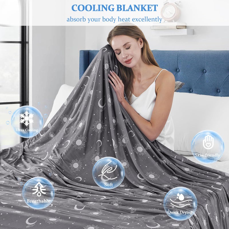 inhand Cooling Blanket Queen Size (90"x90") - Cooling Blankets for Hot Sleepers - Q-Max >0.45 Decorative Lightweight Breathable Summer Cold Blankets for Sleeping Night Sweats to Keep Cool - Dark Grey - Image 2