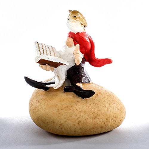 Top Collection Miniature Fairy Garden and Terrarium Gnome Reading Book with Owl Statue, Tan Brown Red White - Image 2