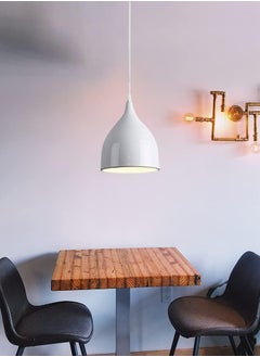 SP SUPER POWER Vintage Ceiling Light Fixture Industrial Pendant Light Iron Metal Hanging Lamp for Kitchen Island Dining Room Living Room Bedroom (White,1-Light)  - Image 3