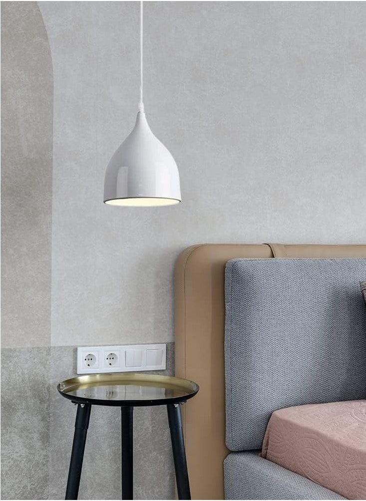 SP - SUPER POWER Vintage Ceiling Light Fixture Industrial Pendant Light Iron Metal Hanging Lamp for Kitchen Island Dining Room Living Room Bedroom (White,1-Light) - Image 1