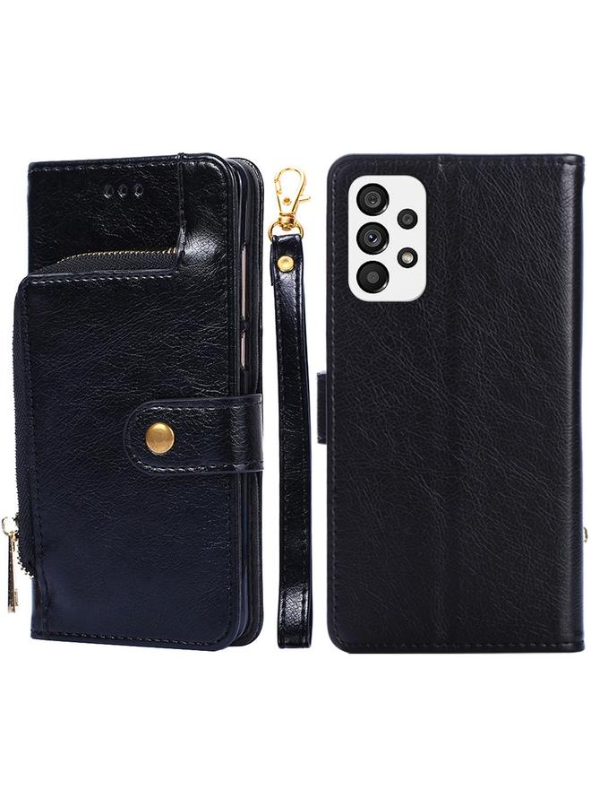 اس-توب جراب هاتف Samsung Galaxy A73 5G مصنوع من الجلد مع سحاب - Image 1