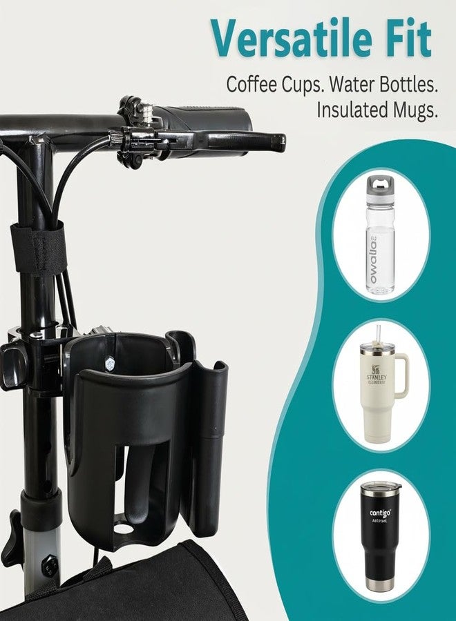 ProTraverse Adjustable Cup Holder with Phone Mount - Fits Wheelchairs, Rollators, Scooters, Bikes, Strollers | 360° Rotatable Clip - Image 4