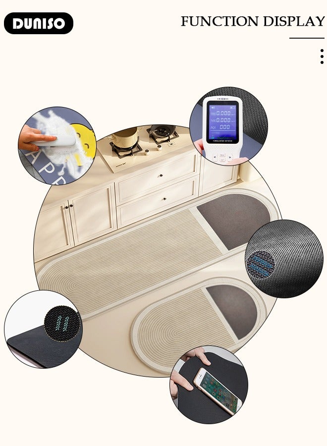 DUNISO مجموعة حصائر حمام من طين الدياتوم، سجادة مطبخ، سجادة ناعمة للغاية وامتصاصها عالي، حصائر حمام غير قابلة للانزلاق، تجف بسرعة، حصيرة أرضية لحمام البانيو والدش 40*60 سم/40*120 سم - Image 5