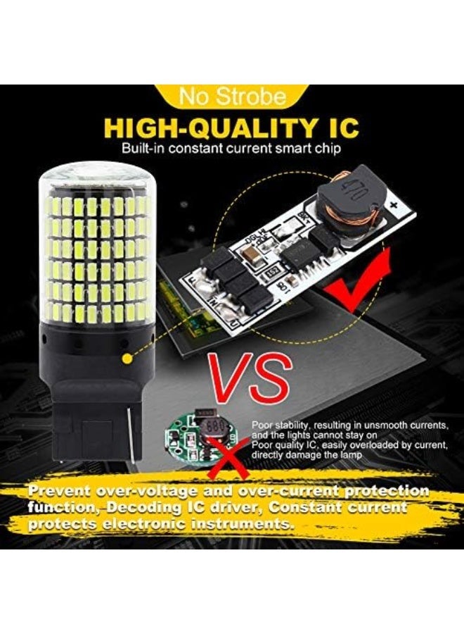 Elshafey 19.5Watts No Hyper Flash 7440 T20 W21W LED Bulbs High Power 3014 144-SMD Chips LED Bulb For Backup Reverse Lights,Turn Signal Lights(No Hyper Flash). White 2-Pack - Image 3