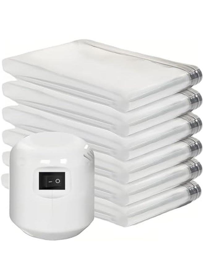 HOOKOR Vacuum Seal Storage Bags,6 Pack Space Saver Bags with Electric Suction Pump for Travel, Reusable Vacuum Sealer Compression Bags for Blankets, Comforters, Pillows, Clothes Storage  - Image 1