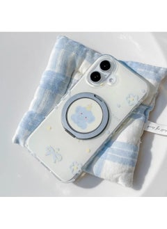 Cartoon Oil Painting Animal 16ProMax Mobile Phone Case 360 Magnetic Rotating Apple 15 Female Iphone14/13-Color:Polka Dot Bow Elephant-360 Rotating Stand Sm-Applicable Models:Apple 14pro